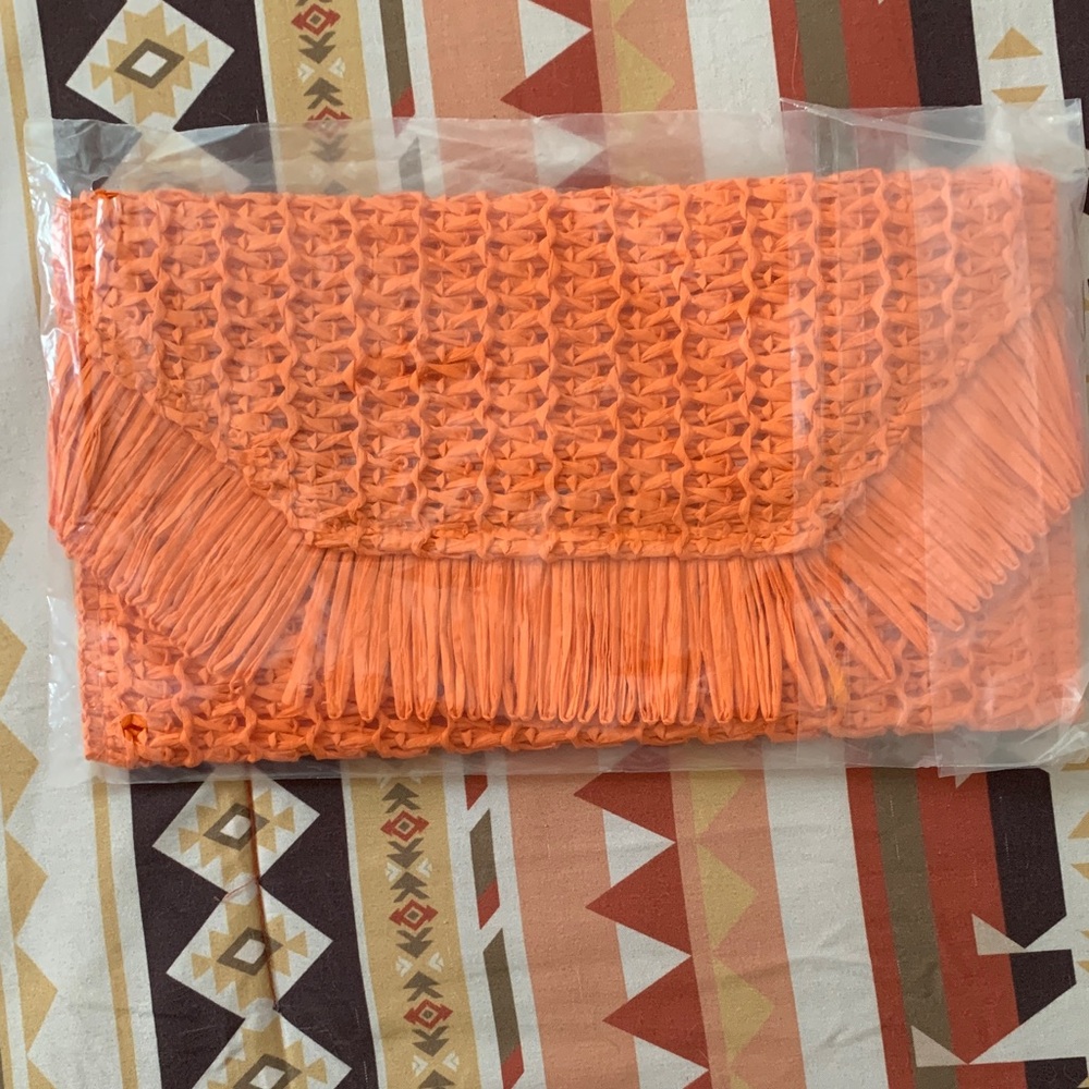 SHEIN Vibrant Orange Woven Clutch